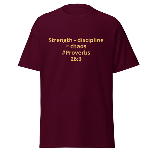 Proverbs 26:3 tee — maroon, front